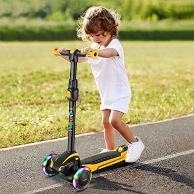 TONBUX Kids Scooter for Age 3-12, Toddler Scooter with 4 Adjustable Heights, Light Up 3-Wheels Scooters, Shock Absorption Design, Lean to Steer, Balance Training Scooters for Kids - Image 5