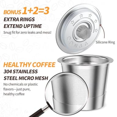 AANQQ Reusable K Cup Coffee Pods for Keurig 1.0: Stainless Steel Refillable K Cup - Reusable Coffee Filter for Keurig 1.0 Coffee Maker, Permanent, Eco-Friendly, BPA-Free - Image 4