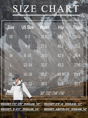 SEVEGO Womens Hiking Pants Tall Inseam 30" Athletic Cargo Pants Lightweight 4 Zipper Pockets Water Resistant Elastic Waist, Black, XL - Image 6