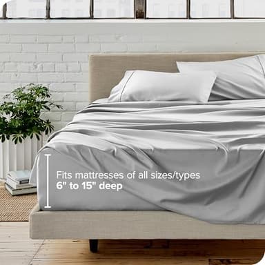 Bare Home Queen Sheet Set - Luxury 1800 Ultra-Soft Microfiber - Double Brushed - Deep Pockets - Easy Fit - 4 Piece Set - Bedding Sheets & Pillowcases (Queen, Cloud Grey) - Image 5