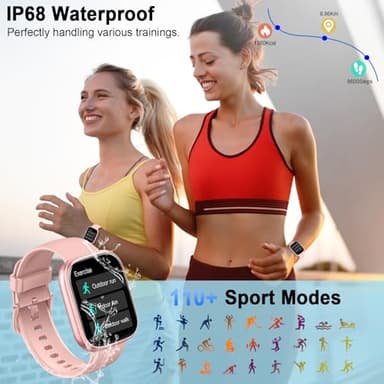Smart Watch for Women, 2025 HD 1.91" Smartwatch (Answer/Make Call), 112+ Sports Modes Fitness Activity Tracker, Calories/Heart Rate/Sleep Monitor, IP68 Waterproof Step Counter for Android iOS, Pink - Image 7