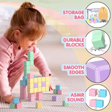 Apluses 32pcs Magnetic Blocks Building Cubes for Toddlers, Classroom Must Haves Creative Learning Kids Gifts, Preschool Montessori Sensory Autism Magnet Toys for Boys and Girls Ages 3 4 5 6 - Image 2