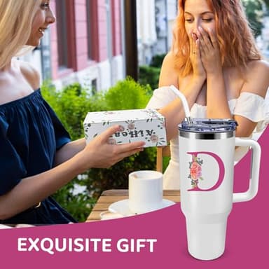 AiHeart Monogrammed Gifts for Women,Wife,Initial Cup,Personalized for Birthday Gifts,Halloween,Thanksgiving Day,Custom Tumbler with Handle 40oz-D - Image 6