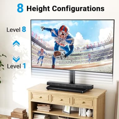 PERLESMITH Universal Swivel TV Stand for 24-60 inch TVs up to 99 lbs, 8 Height Adjustable Table Top TV Stand, TV Base Stand with Tempered Glass Base, Max VESA 400x400mm, PSTVS33 - Image 4
