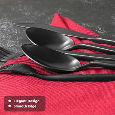 Alata Cube Black 20-Piece Forged Silverware Set Stainless Steel Flatware Set,Service for 4,Matte Satin Polished Cutlery Set,Dishwasher Safe - Image 5