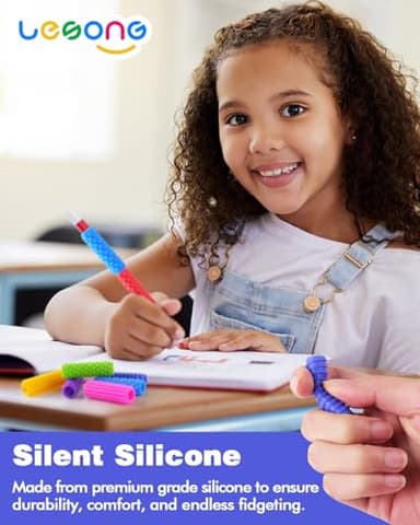 Sensory Fidget Toys Kids Adults: 24 Pack Textured Silicone Pencil Grips for Autism Kids Calming - ADHD Tools for Anxiety Relief Items - Quite Fidget Toy Gifts Christmas Stocking Stuffers for Kids - Image 3