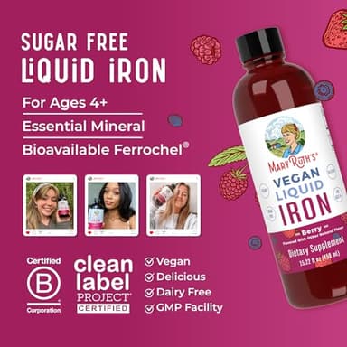 MaryRuth Organics Iron Supplement for Women Men & Kids, Liquid Iron Supplement for Women Men & Kids, Iron for Healthy Blood & Oxygen, Ages 4 & Up, Sugar Free, Vegan, Non-GMO, Gluten Free, 15.22 Fl Oz - Image 9