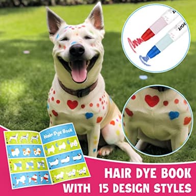Dreamon 14 Colors Dog Hair Dye, Temporary Pet Hair Color Crayons for Dog with Hair Dye Book to Create Different Grooming Ideal, Washable Pet Hair Dye for Dogs Cats Horses - Image 3