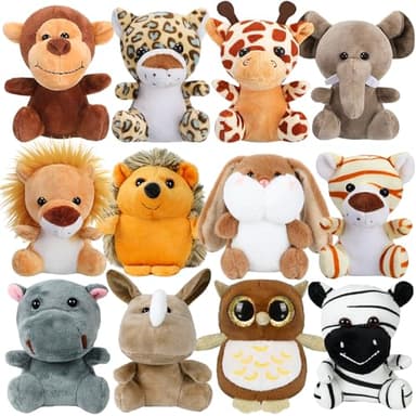 Arrozon 12 Pcs Small Stuffed Animals Bulk, 4.5 Inch Mini Stuffed Animals, Keychain Plush Toys Stocking Stuffers for Kids, Carnival Prizes, Classroom Treasure Box, Claw Machine Filler, Pinata Stuffers - Image 1