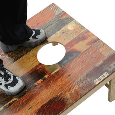 TIANNBU Solid Wood Premium Cornhole Set with Portable Waterproof Unique Pattern Surface Corn Hole Game Boards and Set of 8 Bean Bags for Indoor Outdoor Lawn Backyard Fun - Image 4