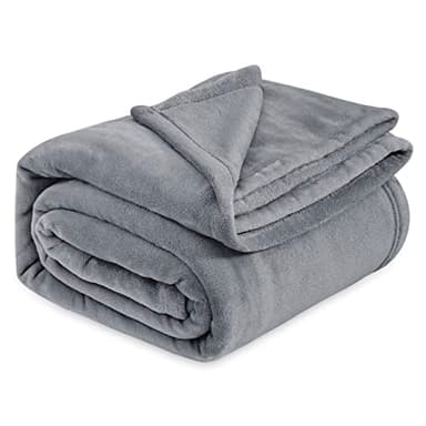 Bedsure GentleSoft Fleece Bed Blankets Queen Size Grey - Soft Lightweight Plush Fuzzy Cozy Luxury Fall Blanket Microfiber, Room Home Decor Gifts for Women and Men, 90x90 inches - Image 1
