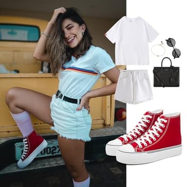 FRACORA Womens High Top Canvas Shoes White Black Platform Sneakers Lace Up Shoes for Women(Red,US8) - Image 6