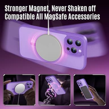 Symcele Designed for iPhone 15 Pro Max Case, Compatible with MagSafe, with Privacy Screen Protectors X2, [Camera Protection] [15FT Military Drop Protection] Shockproof Phone Case, 6.7", Light Purple - Image 3