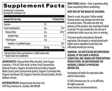 Amazon Basics Fiber Gummies for Digestive Health and Regularity, Orange, Lemon & Strawberry Flavors, 90 Count, Pack of 1 (Previously Solimo) - Image 5