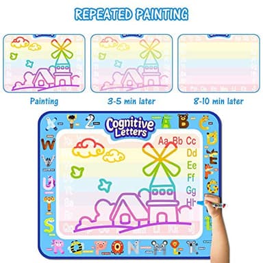 Jasonwell Aqua Water Doodle Mat 40 X 32 Inches Large Magic Drawing Doodling Mat Coloring Mat Educational Toys Christmas Birthday Gifts for Kids Toddler Boys Girls Age 2 3 4 5 6 7 8 Year Old (Alphabet) - Image 5