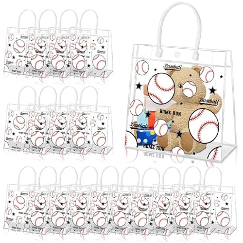 HYMENEX 24 Pack Baseball Clear PVC Gift Bags, Baseball Snack Bags with Handles for Goodie Treat Candy Party Holiday Sports Decoration - Image 1