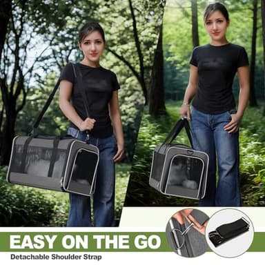 GAPZER Cat Carrier 18x11x11 Top Load Soft Pet Travel Bag Over 15 lbs, Collapsible Small Dog Puppy Crate 10 Pounds, Small Animal Rabbit Kennel Carrying Case, Kitten Mesh Cage Medium Cat Under 25 Grey - Image 7