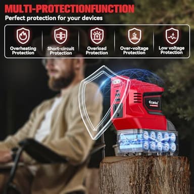 Power Inverter Compatible with Milwaukee 18V Battery,Ecarke 200W Portable Power Supply Phone Charger,DC 18V to AC 110V~120V Power Station with 2 USB&AC Battery Powered Outlet Inverter (2pc) - Image 6