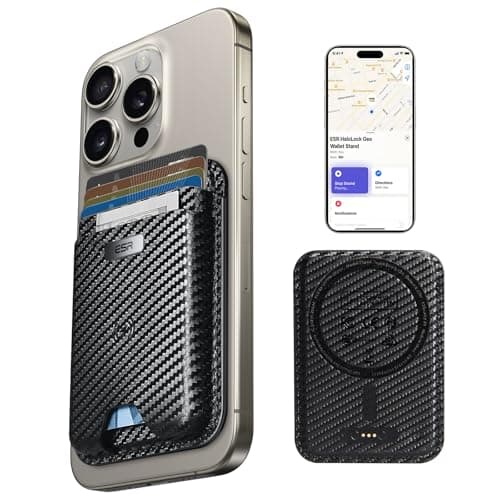 ESR for MagSafe Wallet with Find My Functionality, 5 Cards Holder, RFID-Blocking, Strong Magnetic Wallet for iPhone, for iPhone 17/16/15/14/13/12 Series, Not for 13/12 Mini, Black Carbon Fiber - Image 1