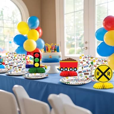 9 Pack Train Table Decorations - Train Party Decorations for Kids' Birthday and Baby Shower - Train Table Toppers - Image 5