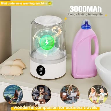 Portable Washing Machine, Underwear Washer, Small Washing Machines, Mini Washing Rechargeable Cordless Washing-Machine, Laundry Cup for Bra, Underwear, Socks (white) - Image 7