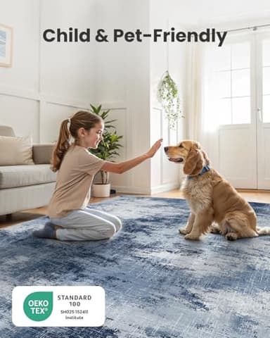 AMADA HOMEFURNISHING 9x12 Large Area Rugs, Modern Living Room Rugs with Non-Slip Backing & Short Pile, Washable Rug with Abstract Pattern for Living Room, Bedroom and Dinning Room, Dark Blue - Image 8