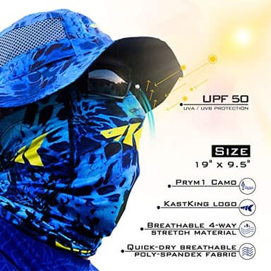 KastKing Sol Armis Neck Gaiter - UPF 50 Face Mask - UV Sun Protection Gaiter Sun Mask for Men & Women, Fishing, Hiking, Kayaking Mask, Prym1 Camo,Shoreline,19x9.5 Inches - Image 2