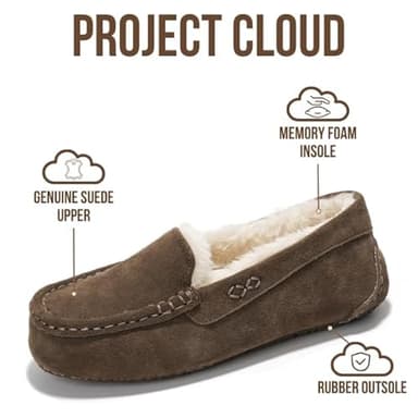 Project Cloud Genuine Leather Loafers for Women - Comfortable Outdoor Slippers for Women Footwear with Memory Foam - Womens Slippers - Stylish Womens Moccasin (Cathi, CHOC, 8) - Image 2