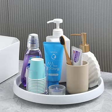 Set of 4, 10 Inch Non-Skid Lazy Susan Organizers - Turntable Rack for Cabinet, Pantry Organization and Storage, Kitchen, Fridge, Bathroom Makeup Vanity Countertop, Under Sink Organizing, Spice Rack - Image 7