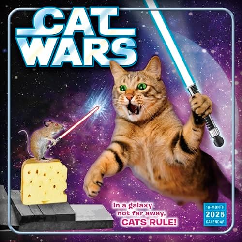 Cat Wars 2025 Wall Calendar, 16-Month Humor & Comic Calendar, 12" x 12" - Image 1