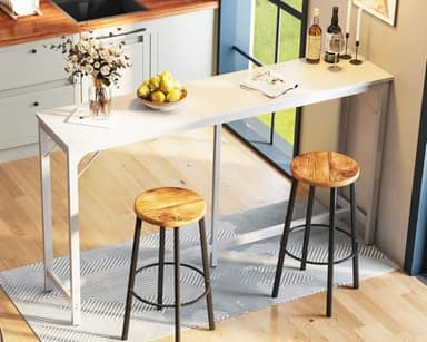 ODK 71 Inch Bar Table, Bar Height Pub Table, Counter Height Bar Table, Rectangular High Top Kitchen & Dining Counter Tables with Sturdy Legs & Easy-to-Clean Top, White - Image 2