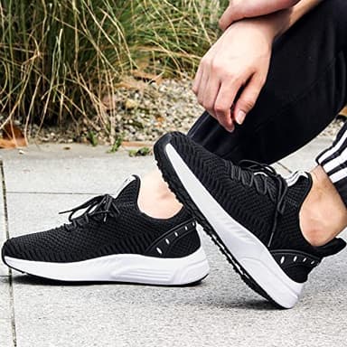 Feethit Mens Slip On Walking Shoes Blade Tennis Shoes Non Slip Running Shoes Lightweight Workout Shoes Breathable Mesh Fashion Sneakers Black White Size 10 - Image 6