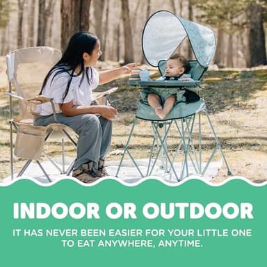 Baby Delight Go with Me Uplift Deluxe Portable High Chair | Travel High Chair | Sun Canopy | Indoor and Outdoor | Green Garden - Image 5