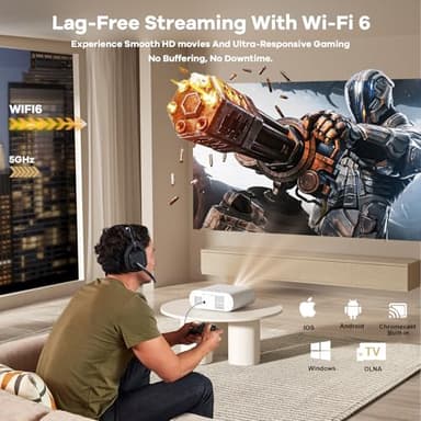 Projector Compatible with Google TV|1800 ANSI|Auto Lens Cap&4D Keystone|Auto Focus|Voice Control Portable Outdoor Projector 4K with WiFi and Bluetooth, Sovboi Smart Proyector for Netflix Home Theater - Image 6