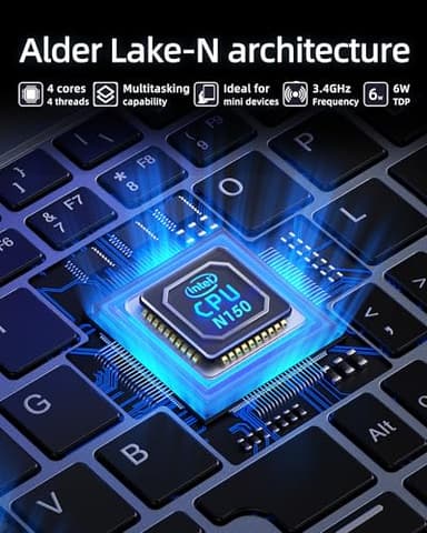 Mini Laptop 8 inch HD Touchscreen Portable 2 in 1 Computer, Windows 11 Pro Small Computer, N150 12 GB LPDDR5 1 TB M.2 SSD,WiFi 6,BT5.2 2 MP Camera,G-Sensor,HDMI,Type C Docking Station - Image 2