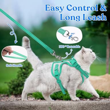 Supet Cat Harness and Leash for Walking Escape Proof, Adjustable Harness for Cats, Easy Control Small Cat Harness for Medium Large Kitten Green - Image 7