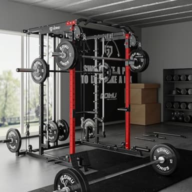 Goimu S1-V4 Smith Machine, 2000LBS Power Cage with Cable Crossover System, All-in-One Squat Rack with Smith Bar, Workout Cage Strength Training Equipment with Attachments (RD Package Smith Machine) - Image 9