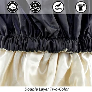 Satin Bonnet Silk Bonnet Hair Bonnet for Sleeping-Slouchy Beanie Hat Satin Sleep Cap for Women's Natural & Curly Hair(Black&Blackish Green) - Image 6