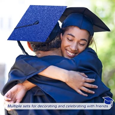 Gersoniel 12 Sheets Glitter Construction Paper for Grad Caps 10" x 10" 250 GSM Cardstock Graduation Hat Decorations for DIY Grad Caps Toppers Craft(Royal Blue) - Image 6