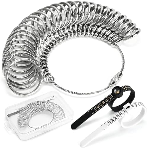Ring Sizer Measuring Tool, 3 Types, 27 Pcs Metal Ring Sizing Kit, US Sizes 0-13 with Half Size, 2 Pcs Plastic Finger Measurer for Men/Women, USA 1-17 with Magnified Glass - Image 1