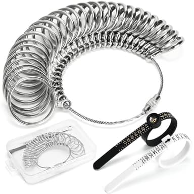 Ring Sizer Measuring Tool, 3 Types, 27 Pcs Metal Ring Sizing Kit, US Sizes 0-13 with Half Size, 2 Pcs Plastic Finger Measurer for Men/Women, USA 1-17 with Magnified Glass - Image 1