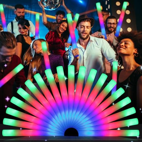 wellent 64 Pack Foam Glow Sticks, Bulk LED Foam Sticks, Foam Light Up Sticks with 3 Mode Colorful Flashing, Glow Party Supplies, Glow Sticks Bulk Party Pack for Wedding, Birthday, Concert, Halloween - Image 1