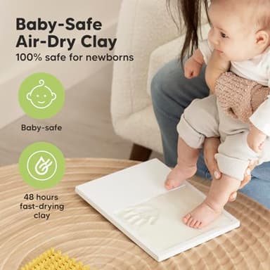Baby Hand and Footprint Kit - Quick Dry Clay Baby Footprint Kit, Newborn Keepsake, Nursery Picture Frame for Boys, Girls, Personalized Gifts for Shower & Registry, New Mom Gift (Alpine White) - Image 2