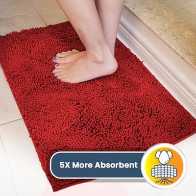 Muddy Mat® Shown on TV – Super Absorbent Microfiber Dog Door Mat for Muddy Paws, Non-Slip Washable Pet Rug, Quick Dry Chenille Entryway Carpet, Machine Washable Indoor Outdoor mat, Red 59"x24" - Image 3