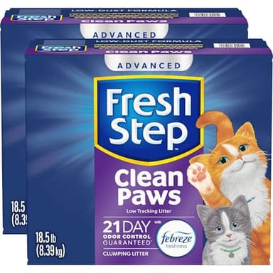 Fresh Step Clean Paws Cat Litter with Febreze Freshness, Advanced Multi Cat Low Tracking Clumping Litter, 37 lbs. (2 x 18.5 lb. Box) - Image 15