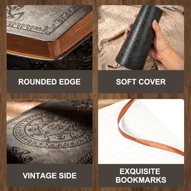 CAGIE Lined Journal for Men Soft Cover Notebook Leather Journals for Writing, 180 Lay Flat Vintage Mens Journal Personal Diary, 5.7'' X 8.3'', Black - Image 2