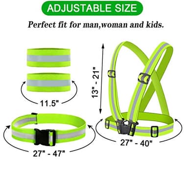 Reflective Vest, Reflective Glow Belt with 2Pack Reflector Armbands, Adjustable Elastic Safety Vest Outdoor Reflective Belt High Visibility, Ultralight & Comfy for Running, Jogging, Walking, Cycling, - Image 6