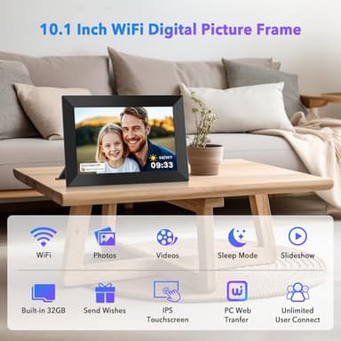 Uhale 10.1" Digital Picture Frame with 32GB Storage Support SD Card, Electronic Photo Frames with 1280x800 HD IPS Touch Screen, Instantly and Securely Share Memories, Send Wishes from Anywhere - Image 8