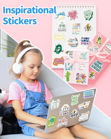 300 PCS Inspirational Stickers for Adults, Scrapbook Vision Board Supplies Motivational Stickers for Water Bottles Laptop, Positive Mental Health Quote Vinyl Stickers for Teens Kids Teachers Students - Image 2