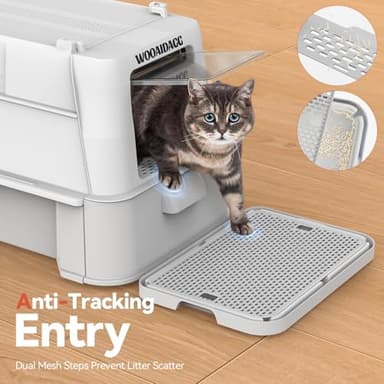 Wooaidagg Enclosed Stainless Steel Cat Litter Box with Odor Control, Modular Design with Drawer and Flip Door, Easy to Clean and Wash,Non-Stick Interior,Extra Large Size Fits All Cats(Light Grey) - Image 7